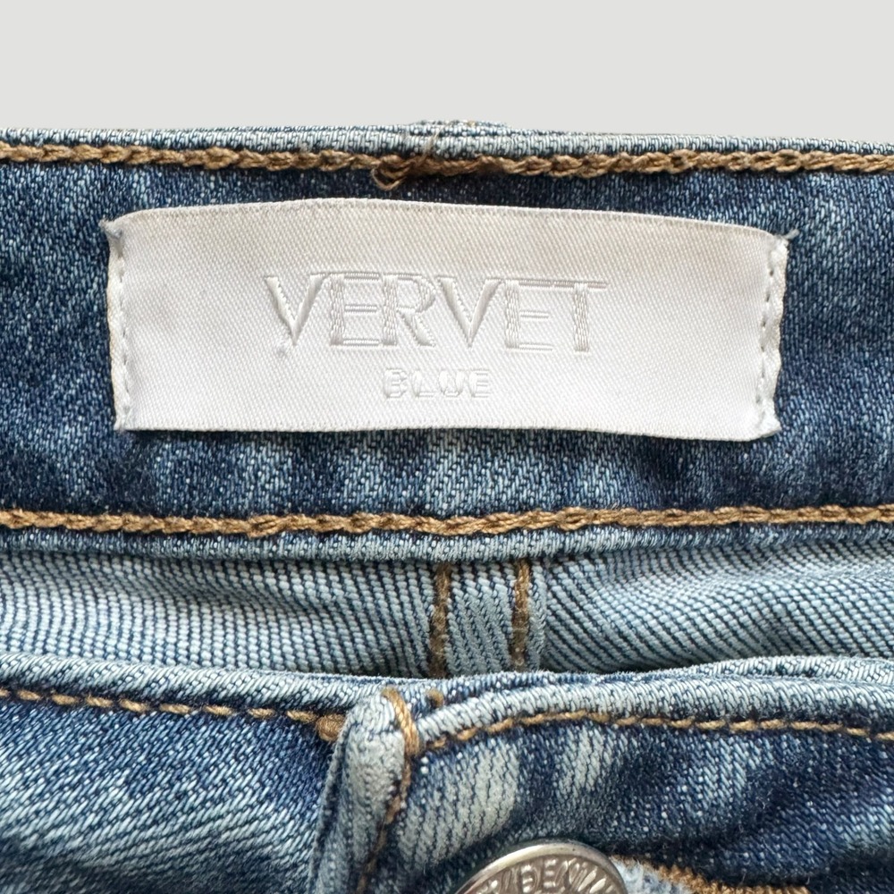 Vervet Blue High Rise Button Fly Distressed Skinny Jeans Women's Sz 29 Grunge - Picture 7 of 11